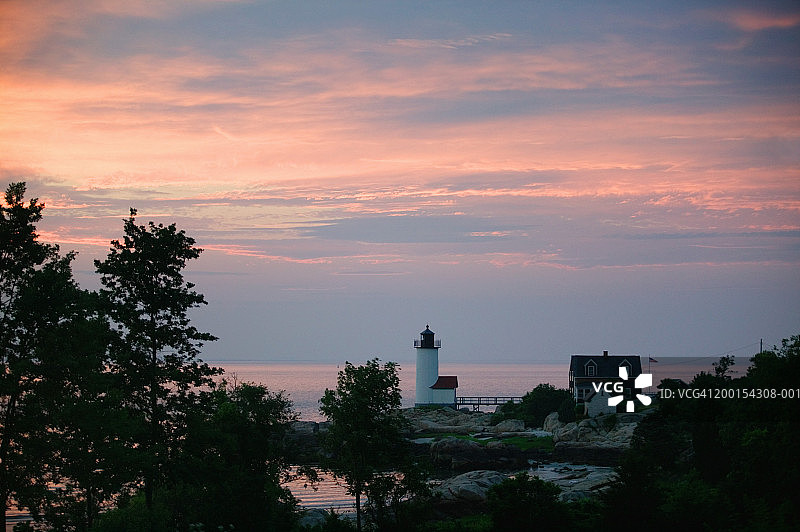 美国马萨诸塞州格洛斯特：安尼斯夸姆灯塔日落图片素材