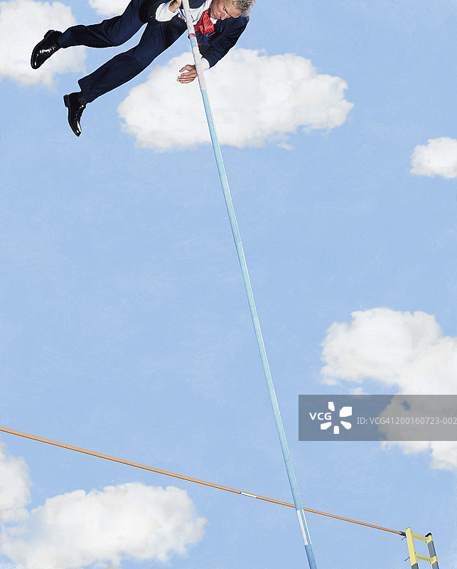商人撑杆跳（数字合成）图片素材