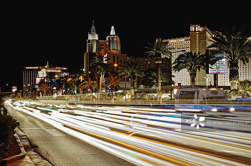 美国内华达州拉斯维加斯大道夜景（长曝光）图片素材