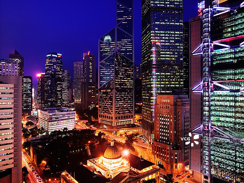 中国香港中环黄昏城市景观（高角度）图片素材