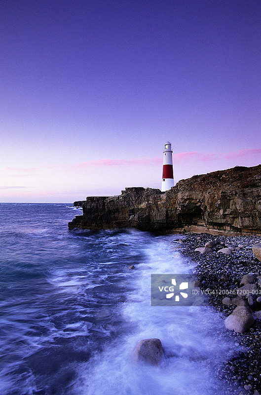 英格兰多塞特：波特兰比尔灯塔，黎明图片素材