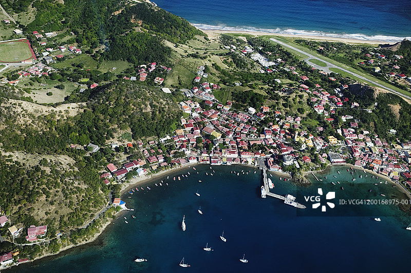 加勒比瓜德罗普岛圣徒群岛高地鸟瞰图片素材