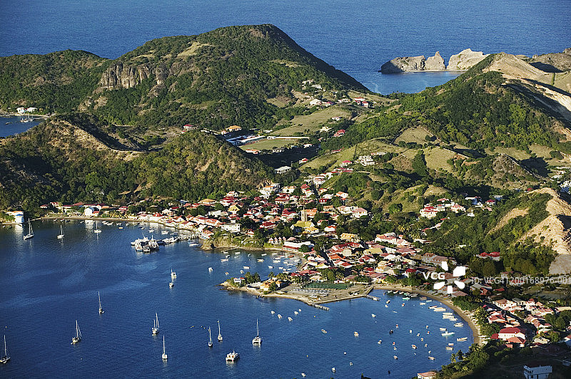 加勒比瓜德罗普岛圣徒群岛高地鸟瞰图片素材