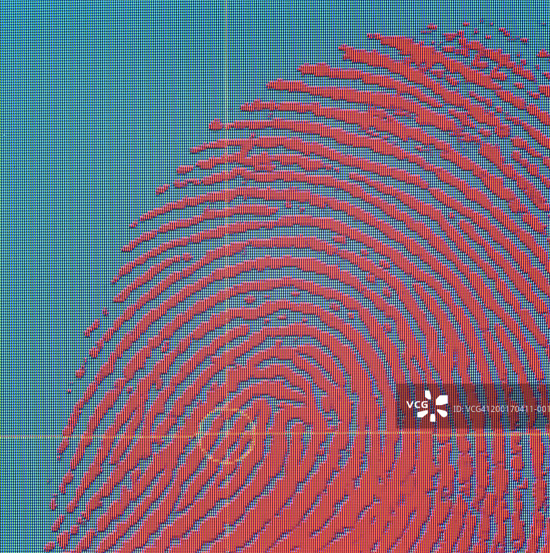 显示器上带有激光扫描的指纹特写图片素材