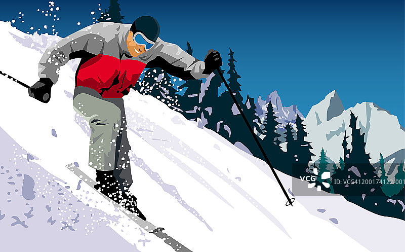 男人速降滑雪图片素材