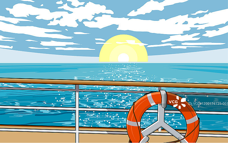 从船甲板上看到的日落图片素材