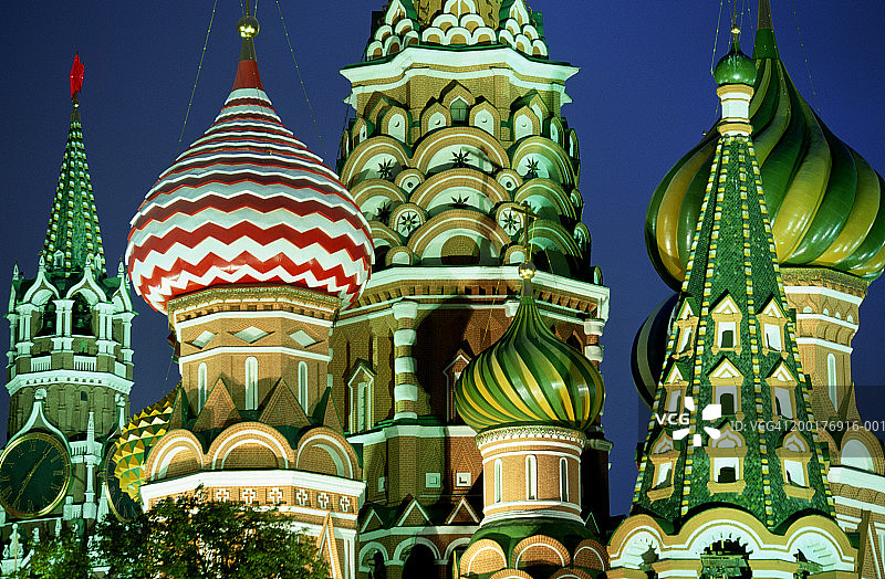 俄罗斯莫斯科红场圣瓦西里大教堂夜景图片素材