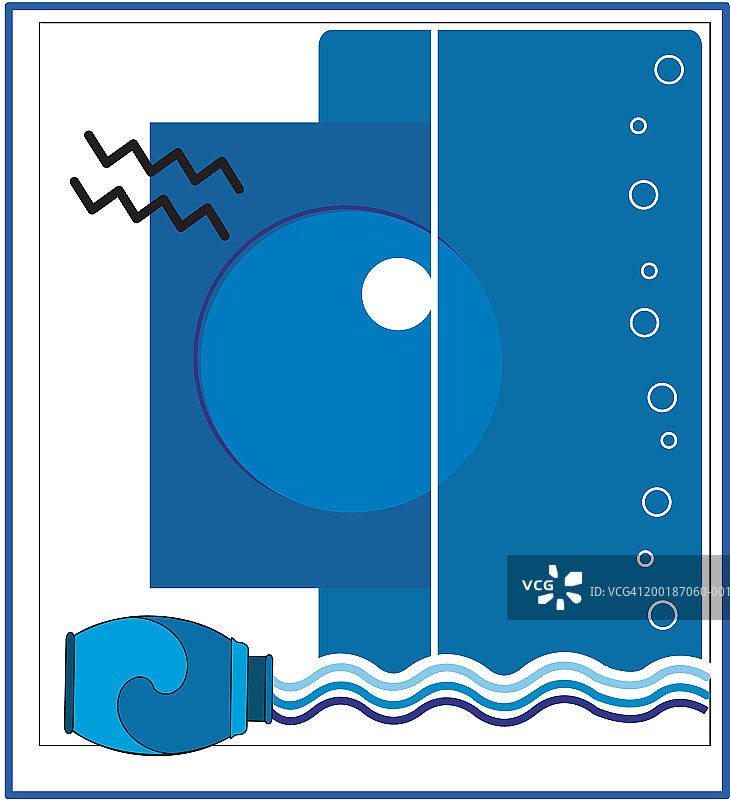 水瓶座星座符号蒙太奇图片素材