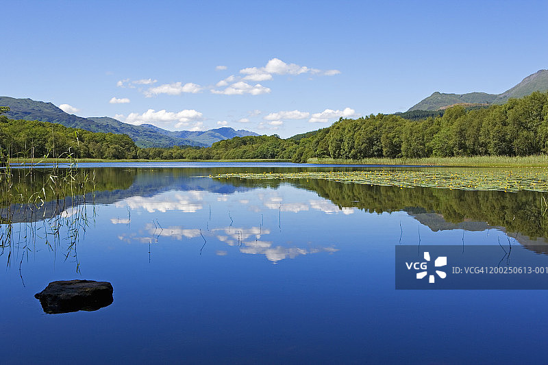 夏季的苏格兰斯特拉斯克莱德，罗蒙湖和本罗蒙山图片素材
