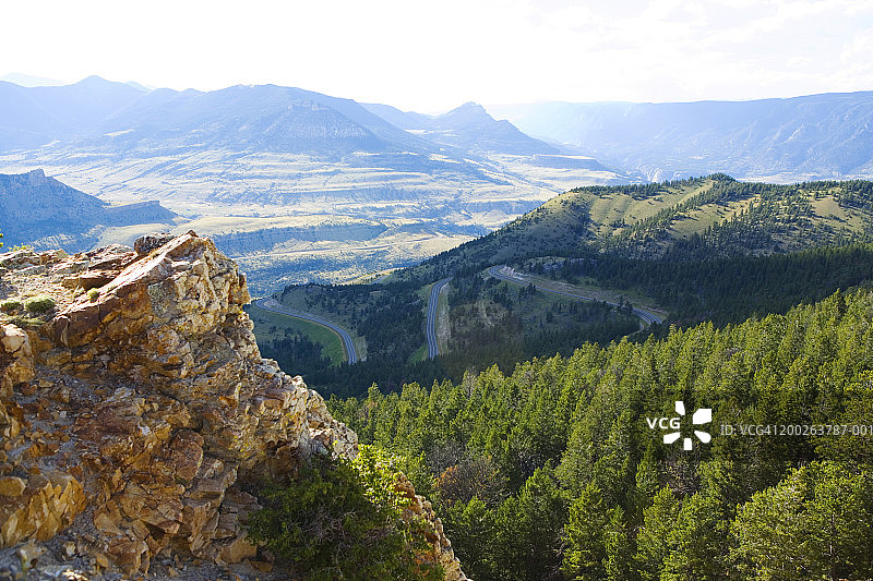 美国怀俄明州：酋长约瑟夫景观道夏季鸟瞰图片素材