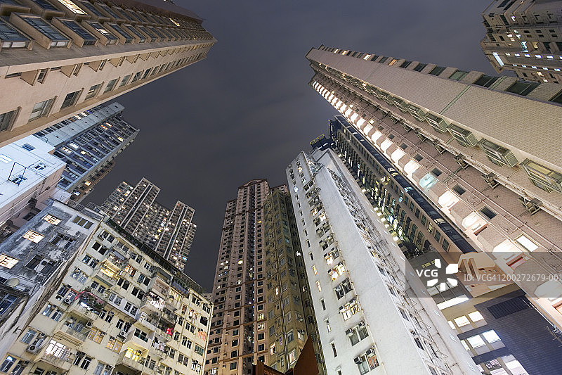 中国香港高层住宅楼宇仰视图片素材
