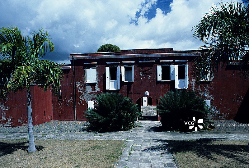 圣克罗伊岛弗雷德里克堡高视角照片，美属维尔京群岛图片素材