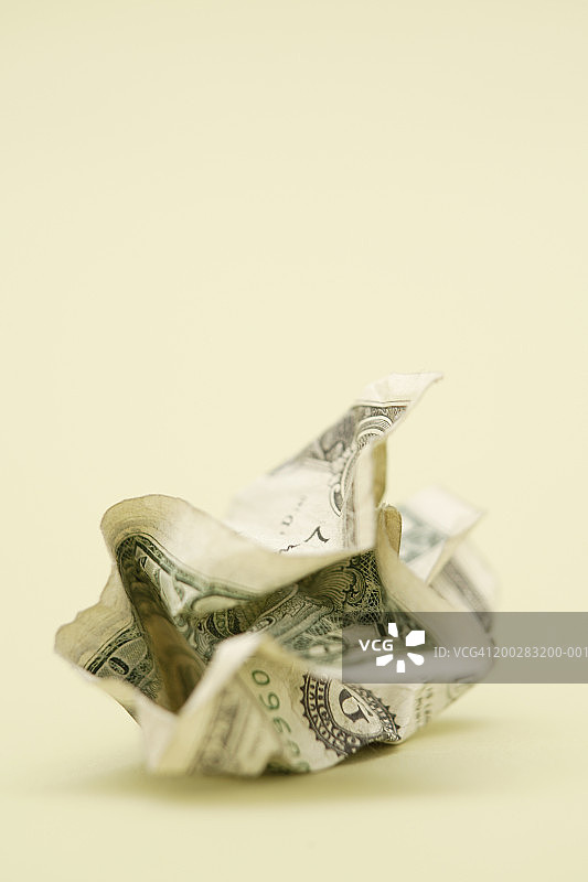 褶皱的美元纸币图片素材