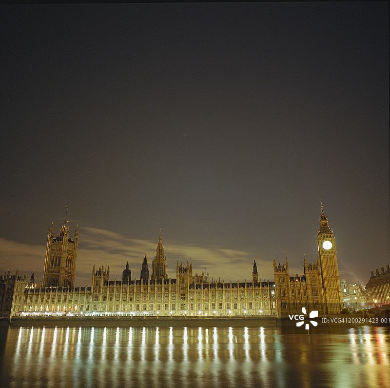 英国伦敦议会大厦夜景（长曝光）图片素材
