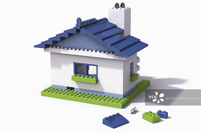 房屋形状的塑料积木（数字效果）图片素材
