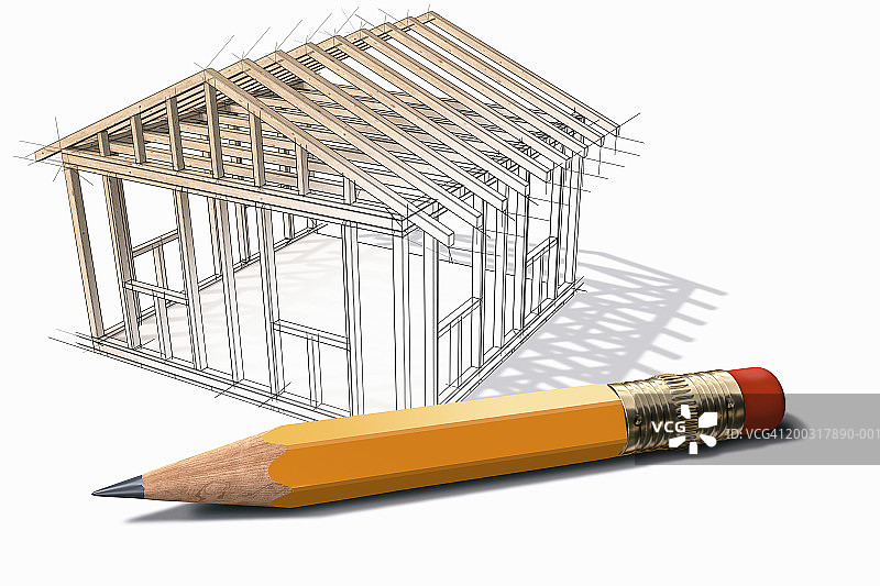 铅笔和房屋设计（数字）图片素材