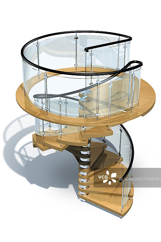 玻璃木质旋转楼梯模型（数字版）图片素材
