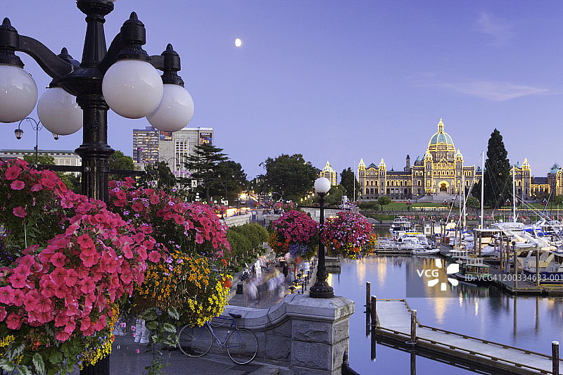 加拿大的维多利亚港和国会大厦图片素材