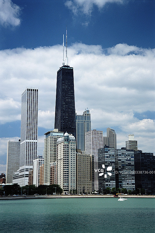 美国伊利诺伊州芝加哥北岸湖滨天际线图片素材