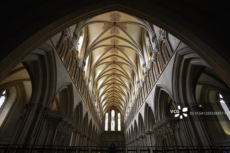 英格兰萨默塞特郡韦尔斯大教堂内部图片素材