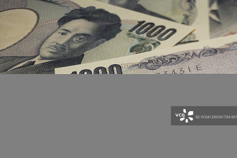 一叠新的日元1000元纸币，特写图片素材