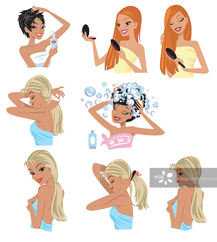 女人化妆、洗头或做发型图片素材