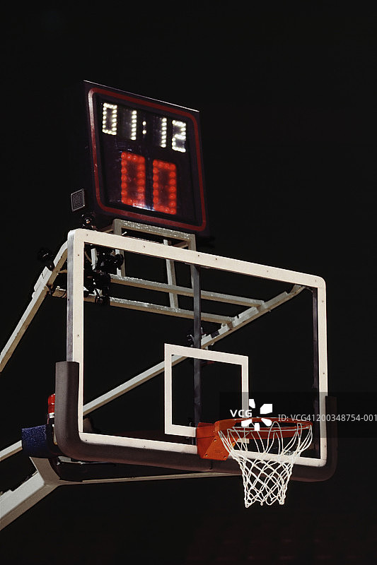 篮球框、篮板和投篮计时器图片素材