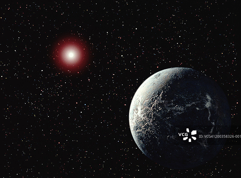 围绕暗淡红矮星运行的冰冷星球 (OGLE-2005)图片素材