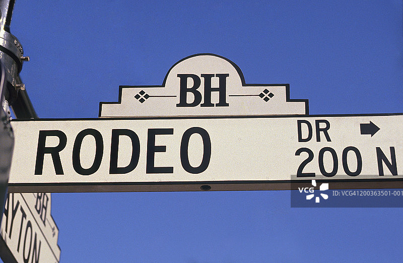 美国加利福尼亚州洛杉矶比佛利山庄：罗迪欧大道标志图片素材