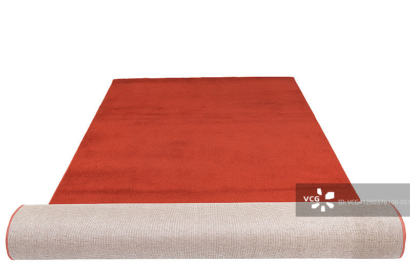 部分展开的红地毯，高角度视角图片素材