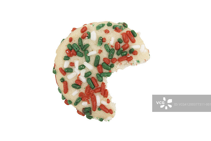 缺了一口的圣诞饼干俯视图图片素材