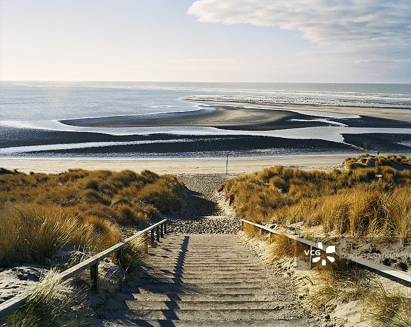 荷兰南荷兰省马斯弗拉克特：通往海滩的台阶图片素材