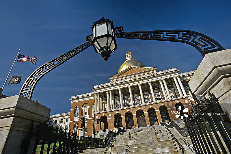 美国马萨诸塞州波士顿州议会大厦仰视图片素材