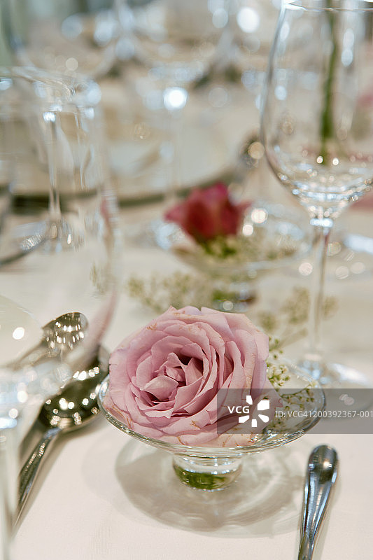 玫瑰餐桌布置图片素材