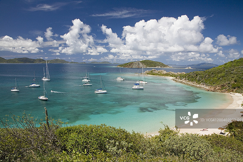 英属维尔京群岛彼得岛死人湾的船只图片素材