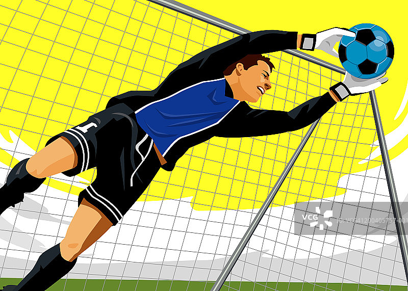 男性足球守门员扑球图片素材