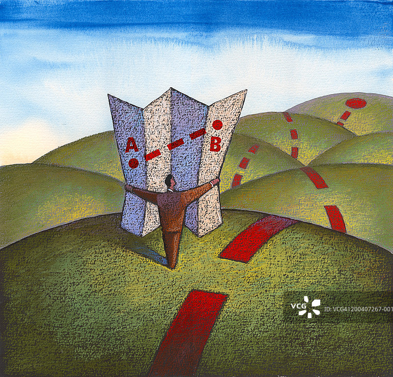 男人看着大地图图片素材