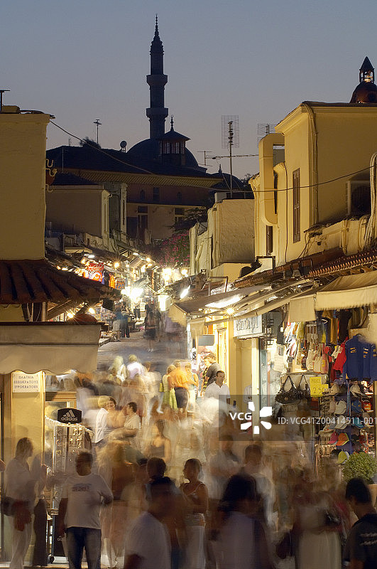 希腊罗德岛罗德市索克拉图斯街日落图片素材