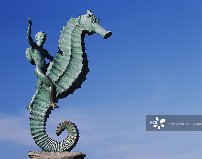 墨西哥巴亚尔塔港，海马雕像图片素材