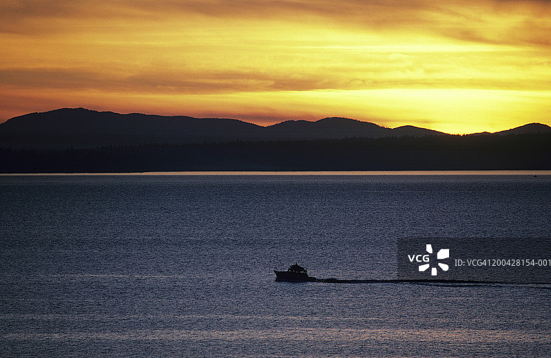 美国华盛顿州普吉特海湾日落景观图片素材