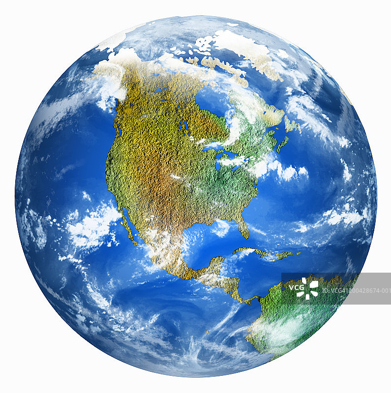 突出的北美洲和中美洲地球（数字合成图）图片素材