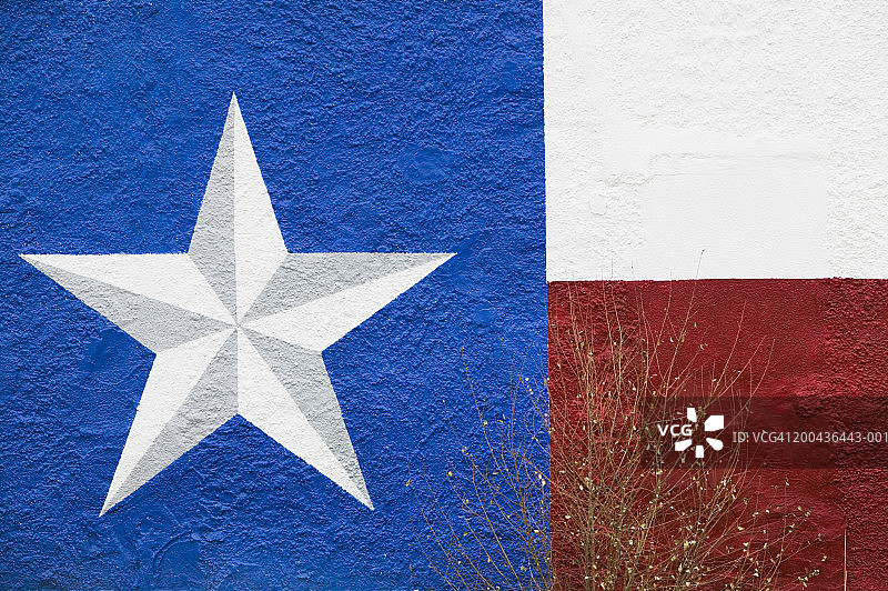 绘制在建筑物上的得克萨斯州旗图片素材