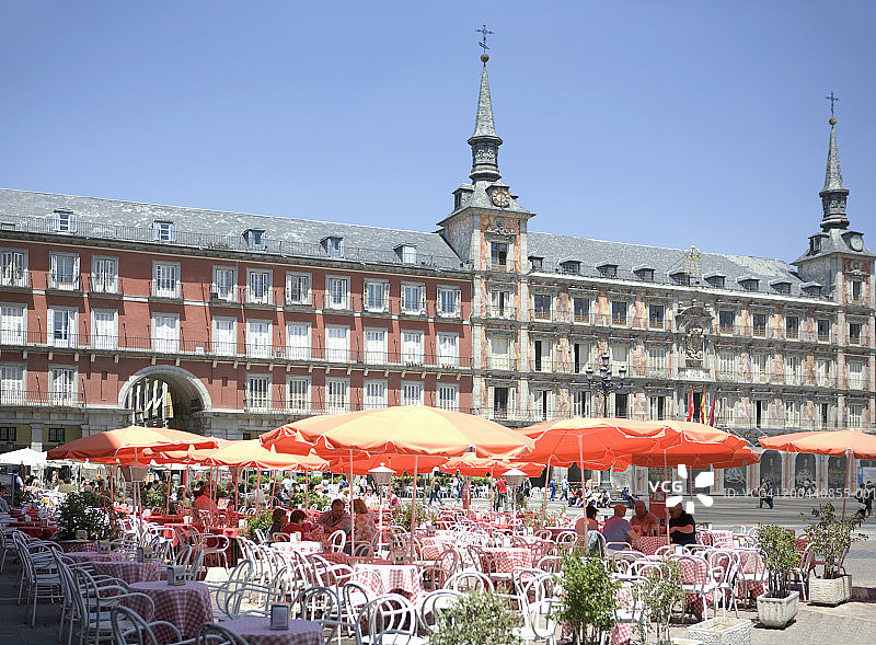 西班牙马德里马约尔广场咖啡馆户外图片素材