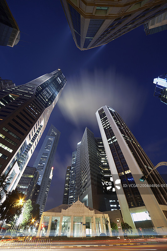 新加坡莱佛士坊黄昏景色图片素材