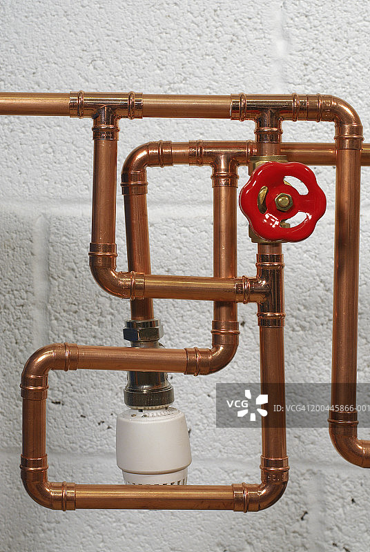 复杂的管道工程，特写图片素材