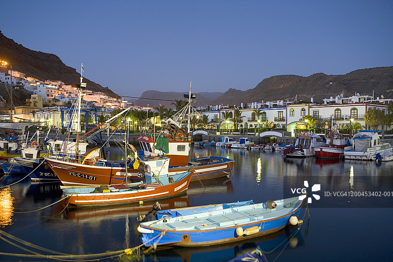 加那利群岛大加那利岛莫干港夜景图片素材