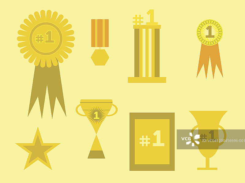 奖章、绶带、奖杯和牌匾图片素材