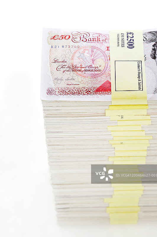 大量五十英镑纸币的特写图片素材