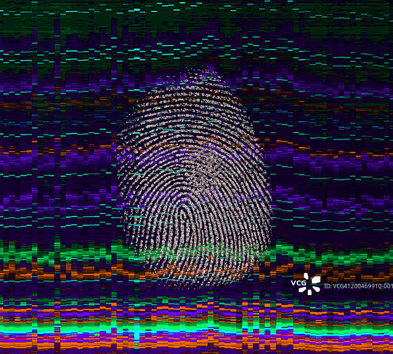 电脑化的DNA链上的指纹（数码合成）图片素材