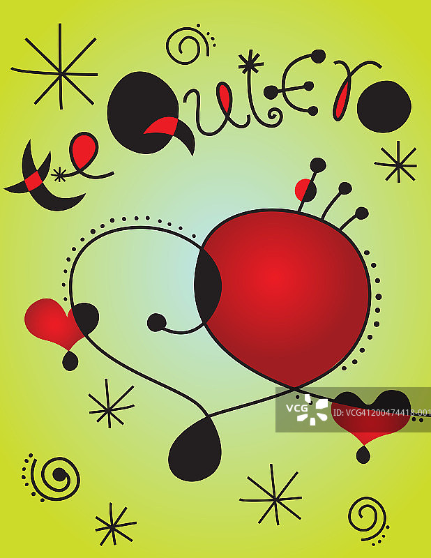 心形图案上的“Te Quiero”字样图片素材